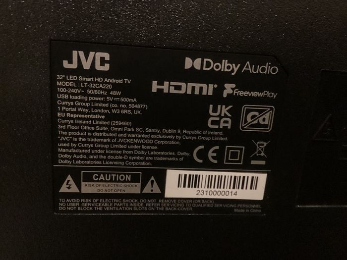 32 Inch Jvc Led Smart Tv In Excellent Condition (barely).
