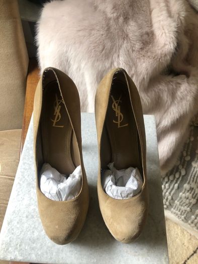 YSL nude suede Tribtoo pumps