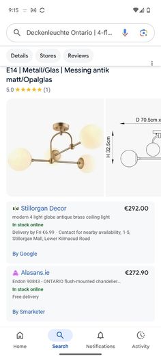 antique brass ceiling light