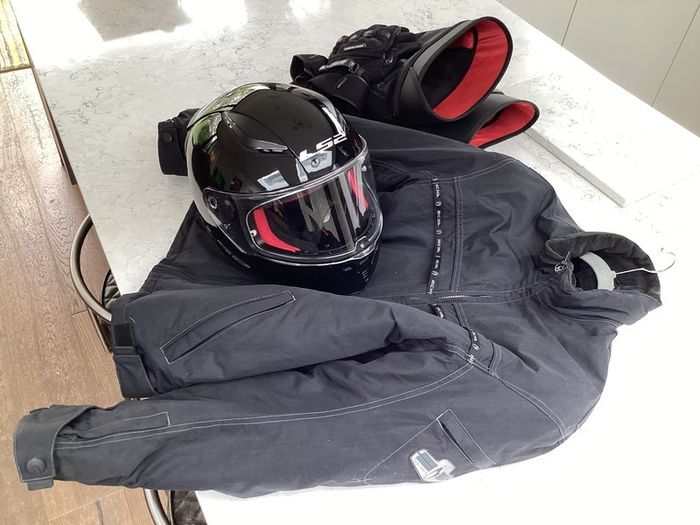 Motorbike clothing and helmet