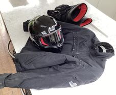 Motorbike clothing and helmet