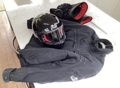 Motorbike clothing and helmet