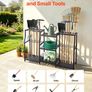 Heavy-Duty 3-Tier Garden Tool Organizer Rack, Metal Garage Storage Holder with Hooks for Rakes, Shovels & Brooms, Black Steel Stand for Shed, Lawn & Outdoor Storage Image 4