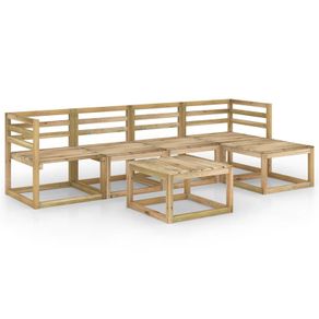 6 Piece Garden Lounge Set Green Impregnated Pinewood