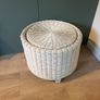 White Rattan Storage Footstool / Seat Meadows & Byrne Image 2