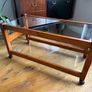 Mid-century glass and teak coffee table Image 4