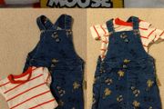 Disney Mickey Mouse Denim dungaree,s and top set