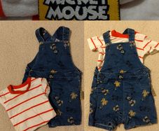 Disney Mickey Mouse Denim dungaree,s and top set