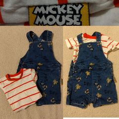 Disney Mickey Mouse Denim dungaree,s and top set
