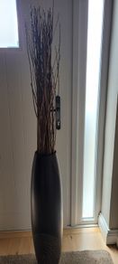 Large Wooden Floor Vase and Reeds