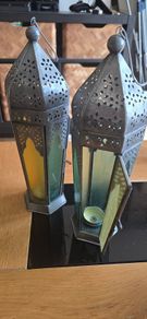Pair of Decorative Moroccan Style Lanterns - Candle Holders (35cm)
