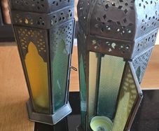 Pair of Decorative Moroccan Style Lanterns - Candle Holders (35cm)
