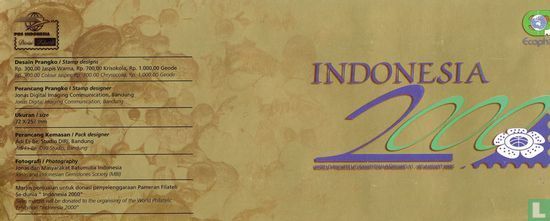 2000 Indonesia International Stamp Exhibition 2000 Presentation Pack with sheet showing Gemstones commemorative stamps