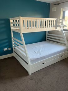 Bunk bed, well worn.