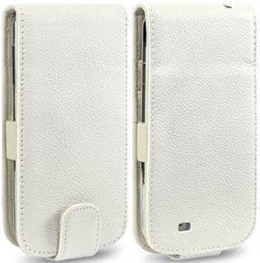New Samsung I9500 Galaxy S4 Genuine Leather Flip Case Cover Black & White With Cream Inside