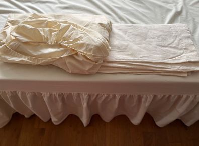 Cream Single bed valance+fitted sheet and flannette sheet