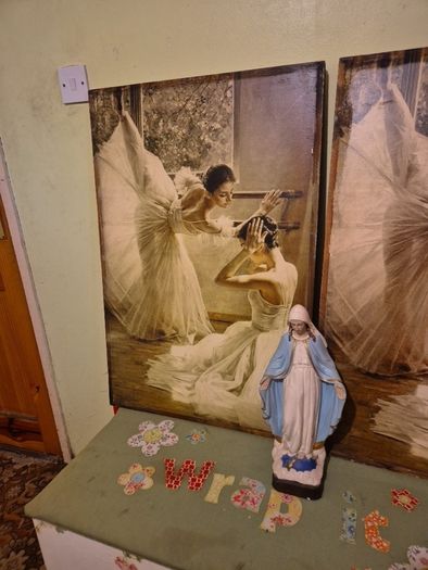 Rare find. Vintage Couple of Large Ballerinas Scene. Ballet Art.