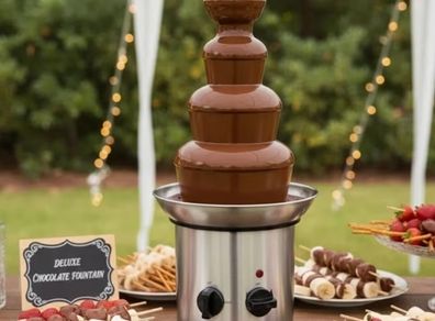 Chocolate Fountain 4 Tier Chocolate Fountain Machine Chocolate Fountain Fondue Set Electric Electric Chocolate Melting Machine Fondue Maker Fountain UK Plug 220V