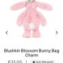 New JELLYCAT Blushkin Blossom Bunny Bag Charm Image 3