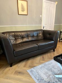 3 & 2 seater brown Italian leather sofas