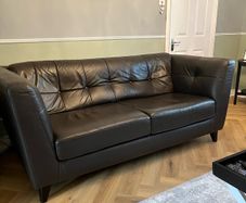 3 & 2 seater brown Italian leather sofas