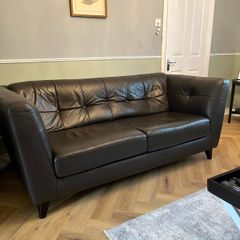 3 & 2 seater brown Italian leather sofas