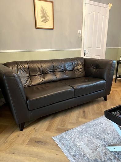 3 & 2 seater brown Italian leather sofas