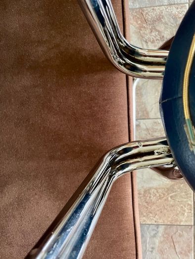 Mid 1959s Art Deco Inspired Chrome Bar Stool with Original Seat Top