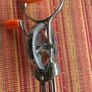 Vintage whisk , steel with orange bakelite handle Image 2