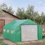 NEW SALE | Walk-in Polytunnel Garden Greenhouse, Outdoor Mesh Door Greenhouse with PE Cover and 6 Windows, 3.5 x 3 x 2m, Green Image 2