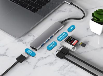 USB 3.1 Type-C Hub To HDMI Adapter 4K Thunderbolt 3 USB C Hub with Hub 3.0 TF SD