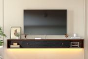 Floating TV Stand, 140cm Wall Mounted Media Console, Plywood TV Unit with 1 Door &amp; 2 Open Cabinets,Easy Assembly for Living Room &amp; Bedroom,Walnut and Black