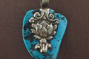 Vintage Silver Bird &amp; Flower Desgin Turqouise Pendant