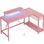 L-Shaped RGB Gaming Desk 132CM with Power Outlets & USB Image 2