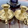 Pair Round Brass Candlestick Holders Considered by Helen James Collection Image 3