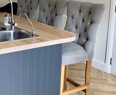 Grey fabric bar stools - EZ Living x3