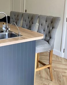 Grey fabric bar stools - EZ Living x3