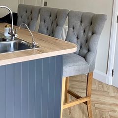 Grey fabric bar stools - EZ Living x3