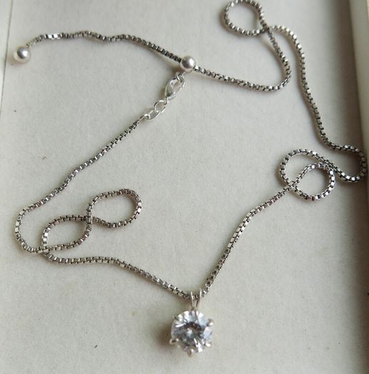 Vintage Sterling Silver 925 Fine Zirconia Pendant and Necklace length 21" - 8,46g