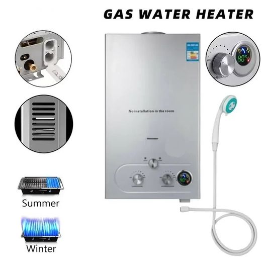 6L Gas Water Heater LPG Portable Instant Water Heater Propane Gas LPG Wall-Mounted Tankless Water Heater Digital Display