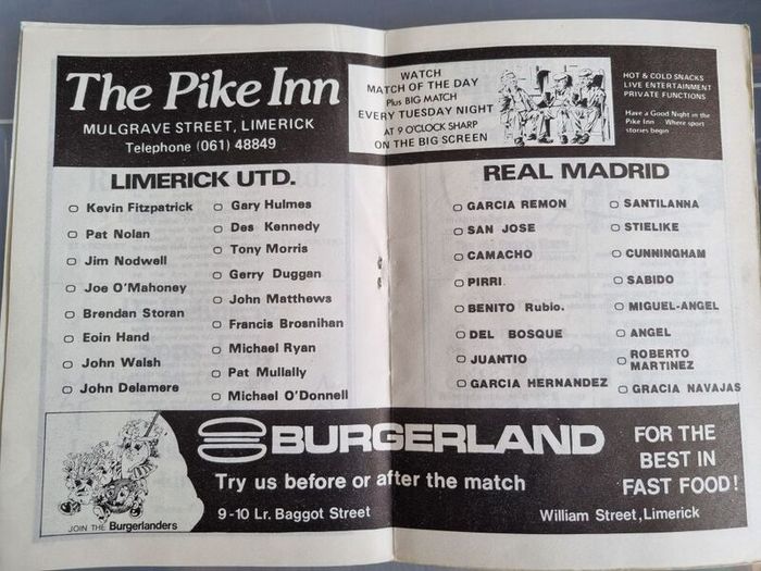 Limerick Utd v Real Madrid programme