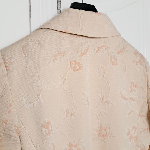 Dunnes Orange Pink Nude Floral Jacquard Long Coat 10UK/38EU