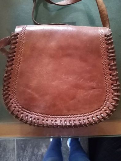 real. leather  hand  bag