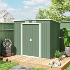 Garden Storage Shed w/ window Double Door Green
