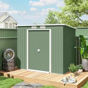 Garden Storage Shed w/ window Double Door Green