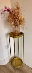 Dried flower arrangement with Gold metal plant stand