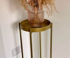 Dried flower arrangement with Gold metal plant stand