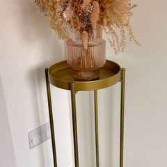 Dried flower arrangement with Gold metal plant stand