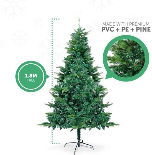 Premium 6ft Artificial Christmas Tree Lush Pine Effect Pvc Xmas Tree