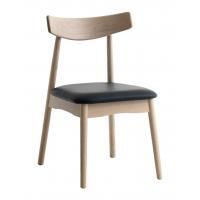 6 JYSK LYNGHOLM dining chairs: solid oak & black faux leather